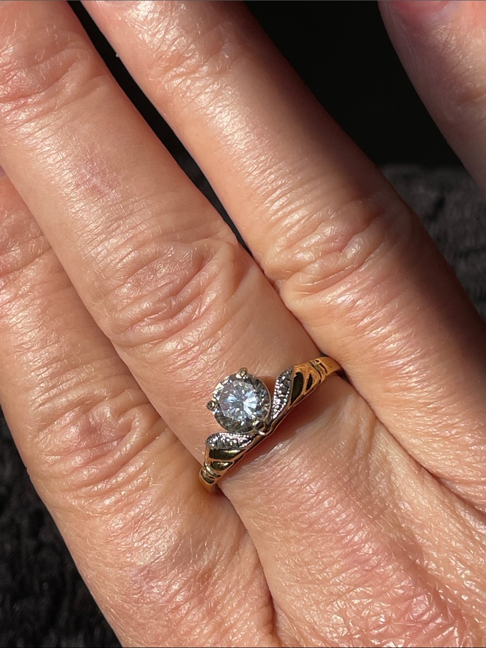 Vintage 14K HGE LIND & CZ Cocktail Ring Size 8
